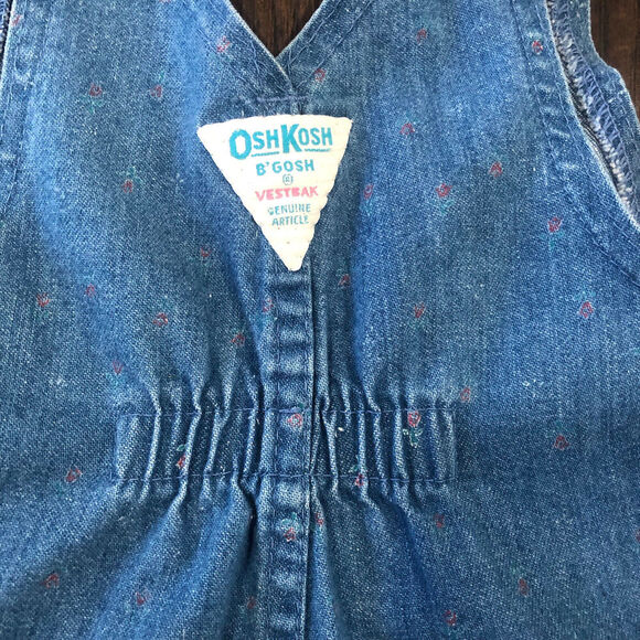 Vintage OshKosh B’Gosh Vestbak Overalls Pink Label Size 3T Flowers Made In USA - Picture 9 of 12